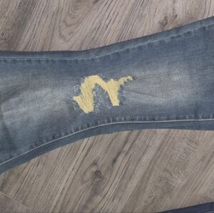 Fashion Nova Light Blue Distressed Flare Jeans